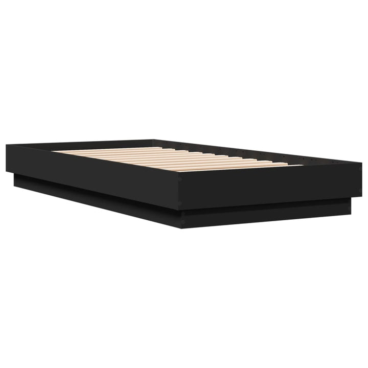 sengeramme med LED-lys 75x190 cm sort