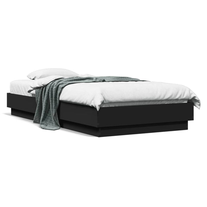sengeramme med LED-lys 75x190 cm sort