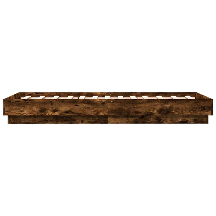 sengeramme med LED-lys 75x190 cm røget egetræ