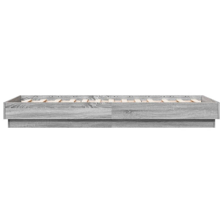 sengeramme med LED-lys 75x190 cm grå sonoma-eg