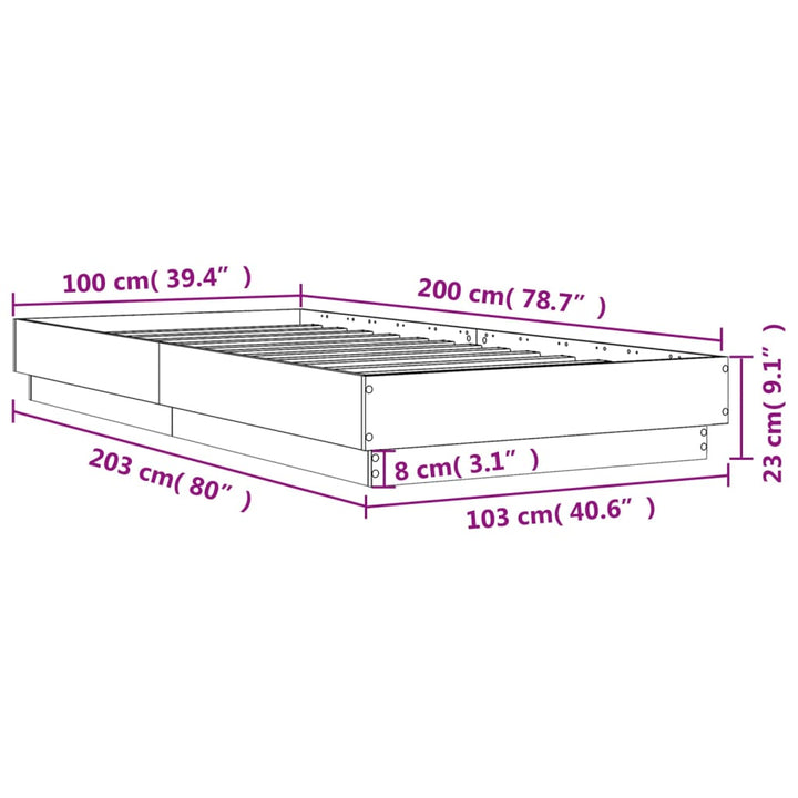 sengeramme 100x200 cm konstrueret træ hvid