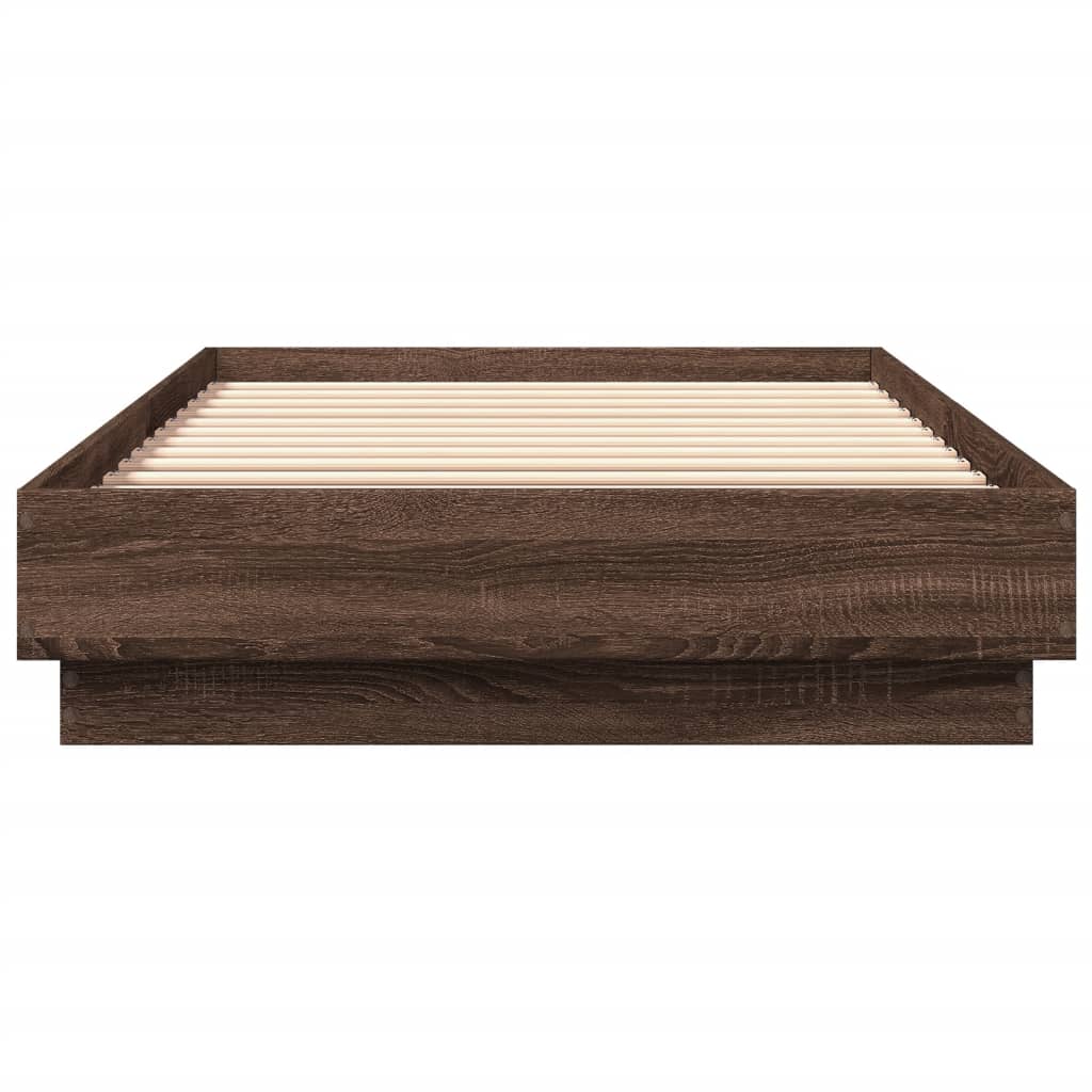 sengeramme 100x200 cm uden madras konstrueret træ brunt eg
