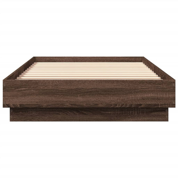 sengeramme 100x200 cm uden madras konstrueret træ brunt eg