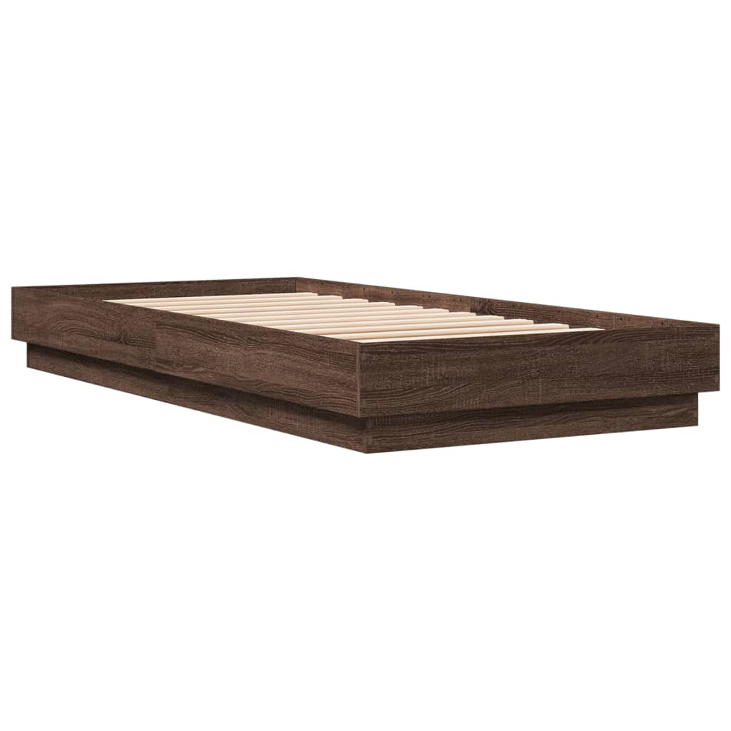 sengeramme 100x200 cm uden madras konstrueret træ brunt eg