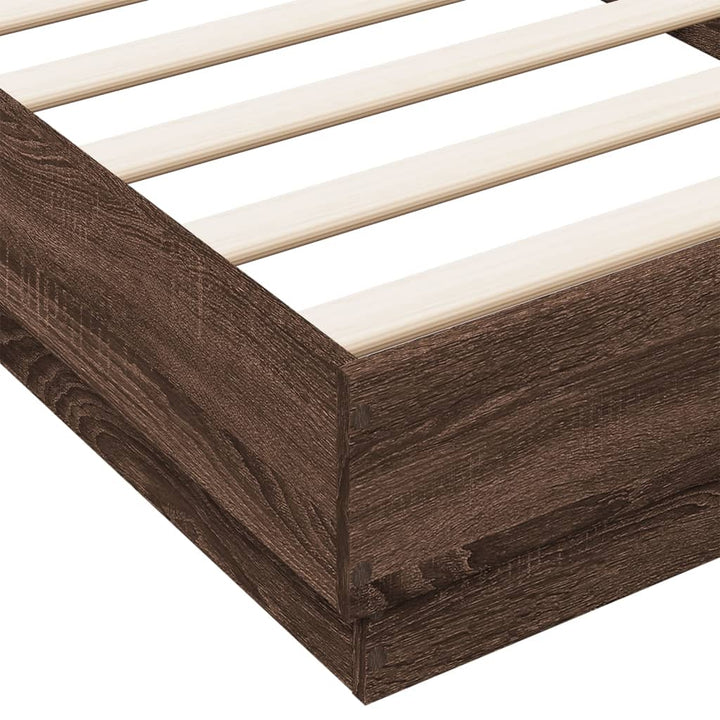 sengeramme 100x200 cm uden madras konstrueret træ brunt eg