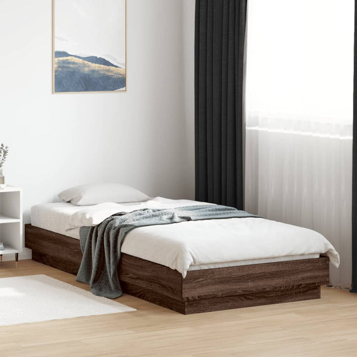 sengeramme 100x200 cm uden madras konstrueret træ brunt eg
