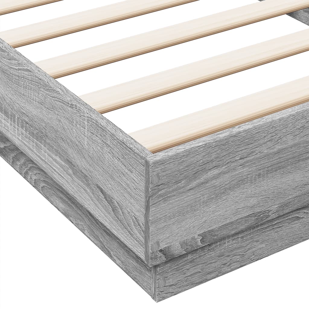 sengeramme 90x200 cm konstrueret træ grå sonoma-eg