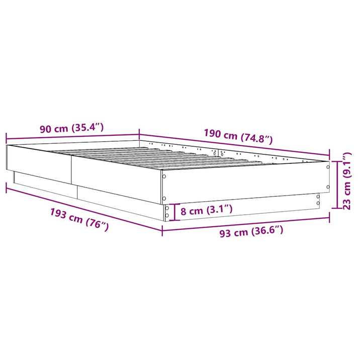 sengeramme 90x190 cm konstrueret træ betongrå