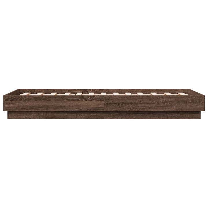 sengeramme 90x190 cm uden madras konstrueret træ brunt eg