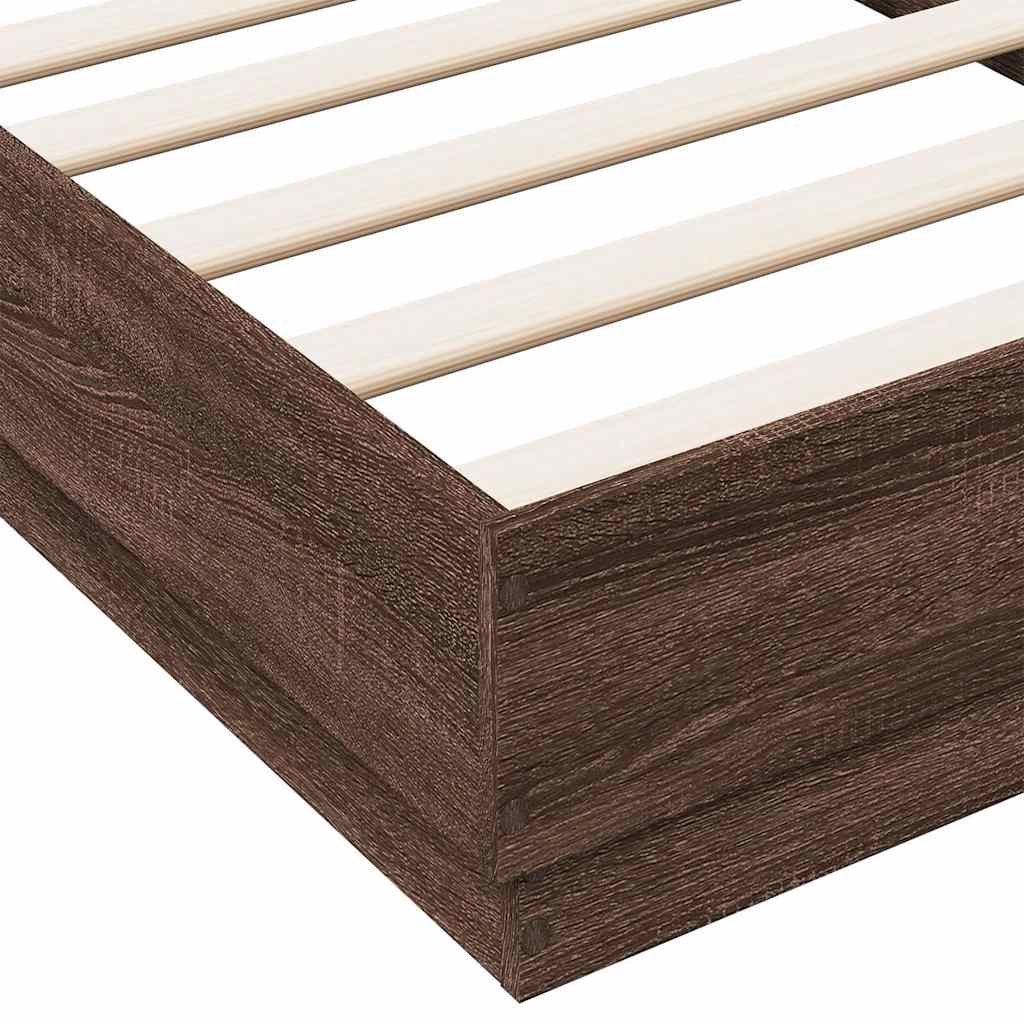 sengeramme 90x190 cm uden madras konstrueret træ brunt eg