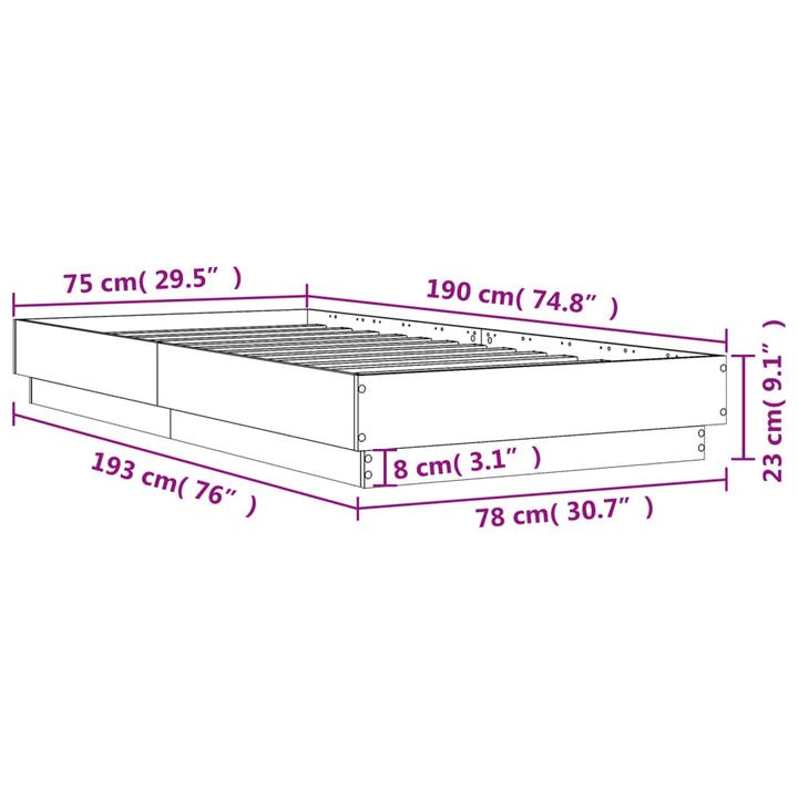sengeramme 75x190 cm konstrueret træ sort