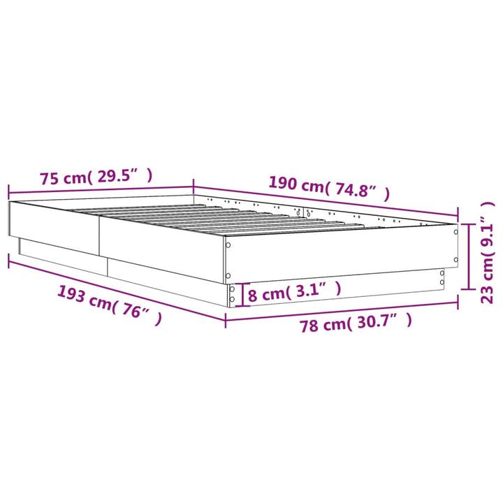 sengeramme 75x190 cm uden madras konstrueret træ røget eg