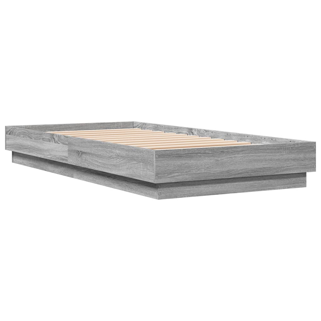sengeramme 75x190 cm konstrueret træ grå sonoma-eg