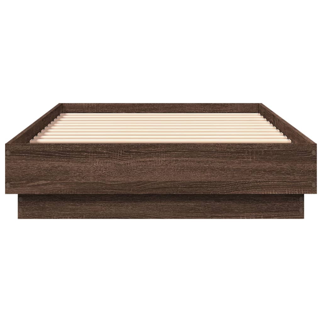 sengeramme 75x190 cm uden madras konstrueret træ brunt eg
