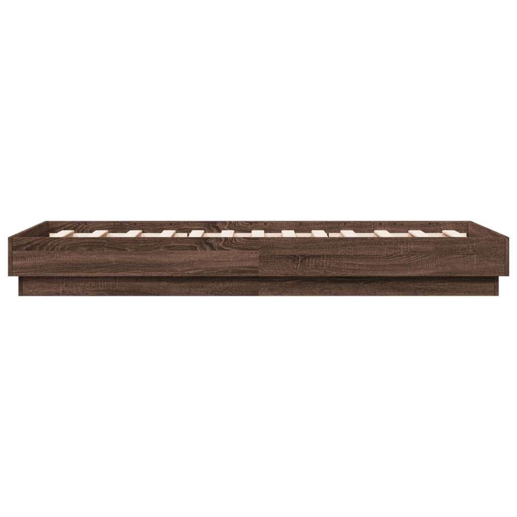 sengeramme 75x190 cm uden madras konstrueret træ brunt eg