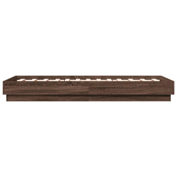sengeramme 75x190 cm uden madras konstrueret træ brunt eg