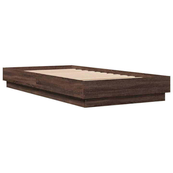 sengeramme 75x190 cm uden madras konstrueret træ brunt eg