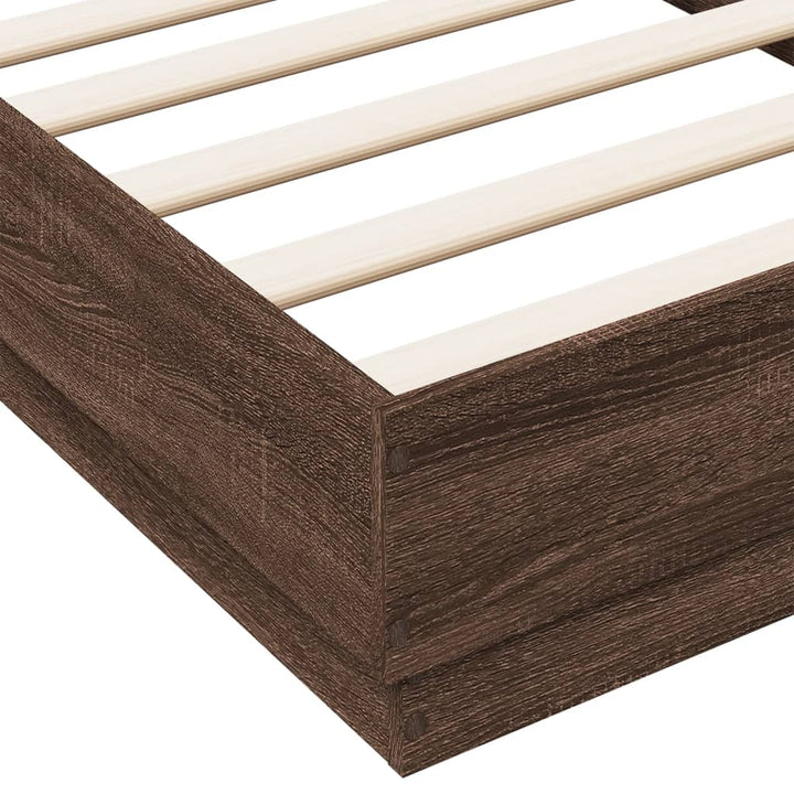 sengeramme 75x190 cm uden madras konstrueret træ brunt eg