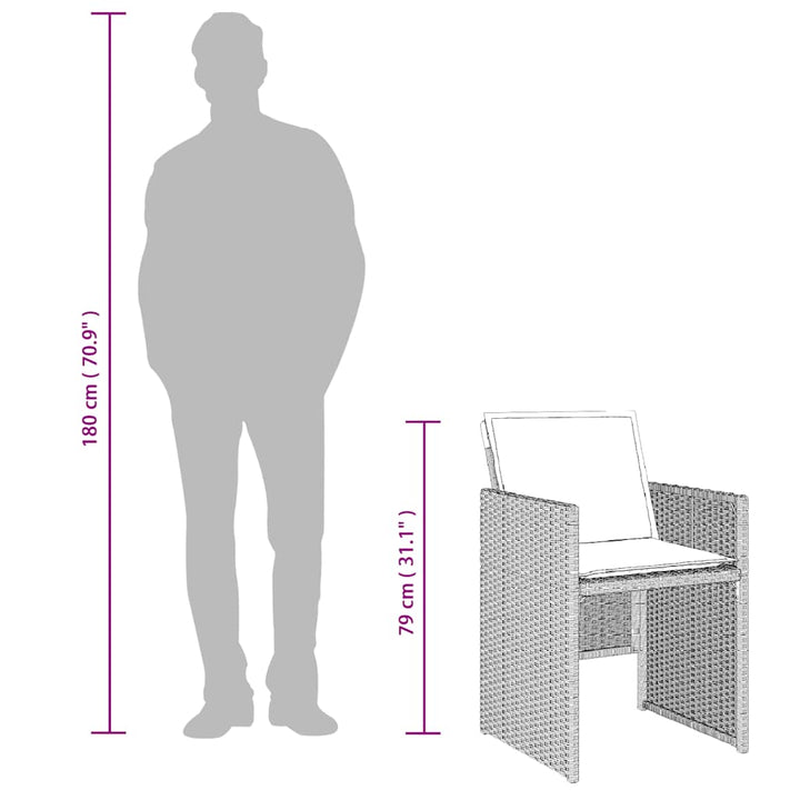 loungesæt til haven 11 dele med hynder polyrattan lysegrå