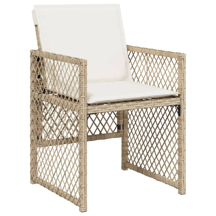 spisebordssæt til haven 5 dele med hynder polyrattan beige