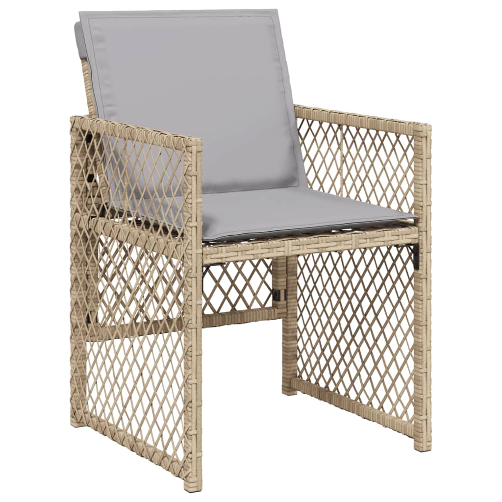 spisebordssæt til haven 5 dele med hynder polyrattan beige