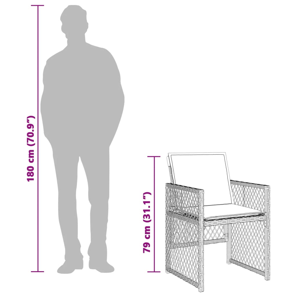 spisebordssæt til haven 5 dele med hynder polyrattan sort