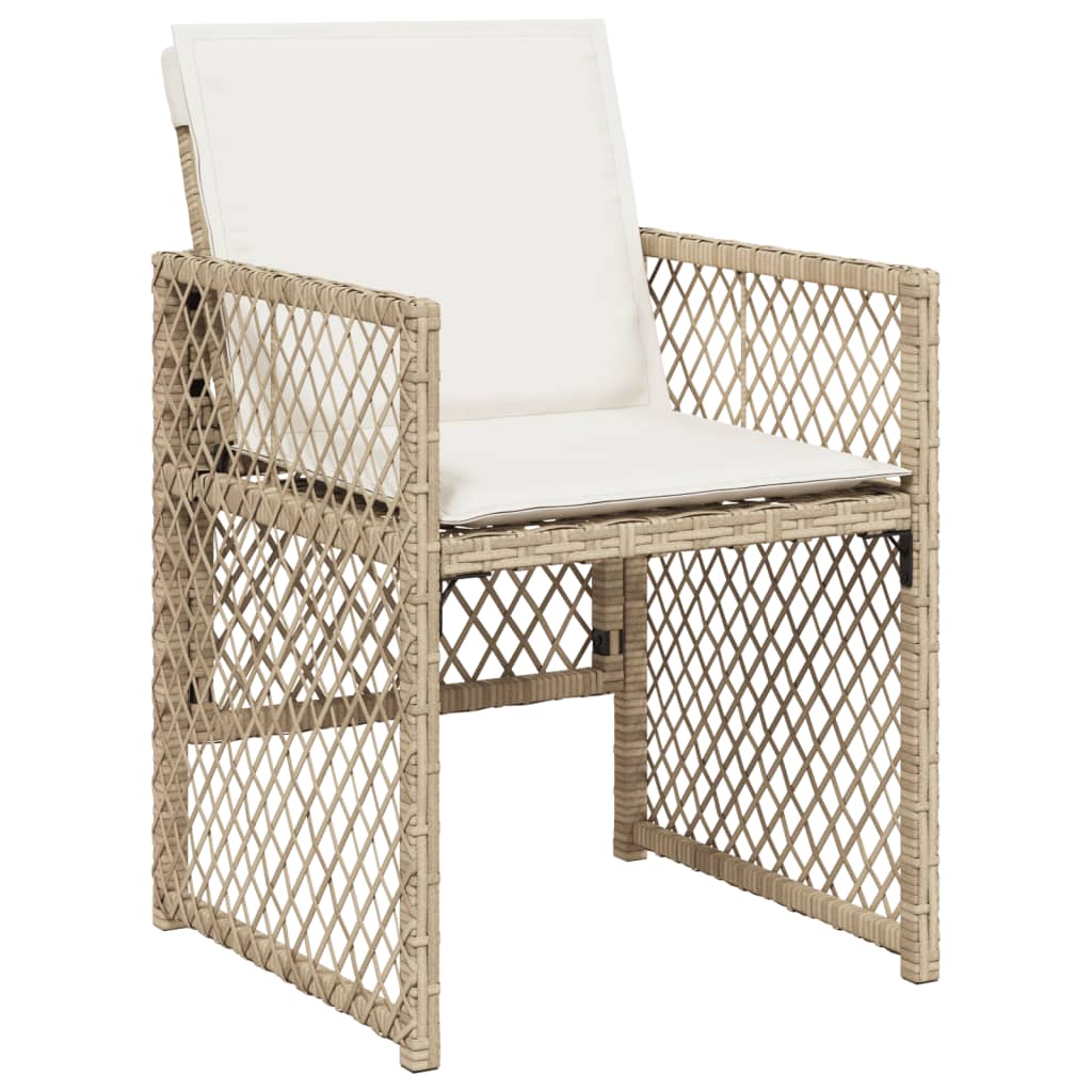 spisebordssæt til haven 5 dele med hynder polyrattan beige
