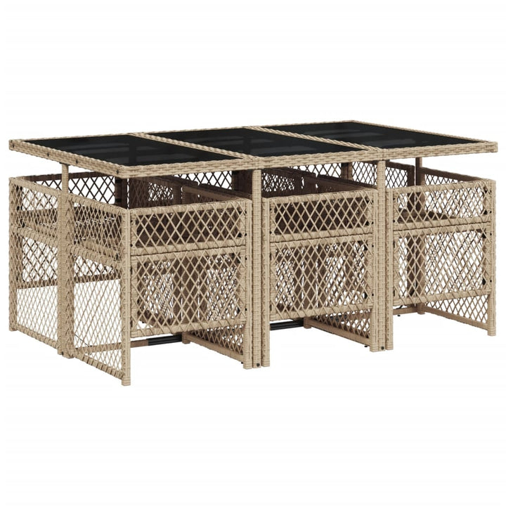 spisebordssæt til haven 7 dele med hynder polyrattan beige