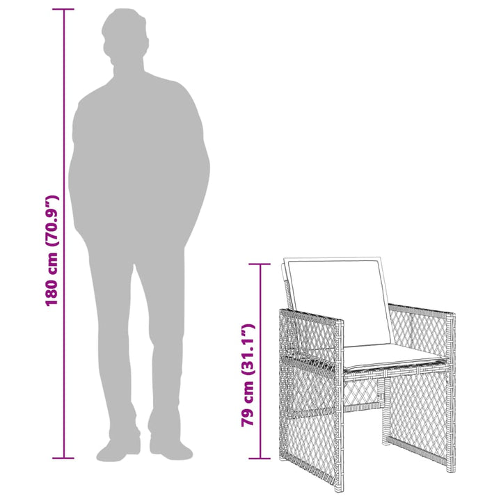 loungesæt til haven 11 dele med hynder polyrattan grå