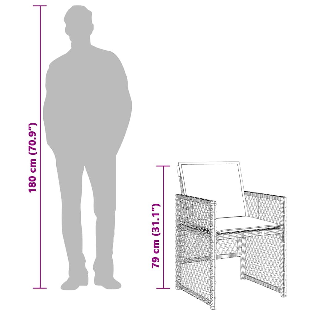 spisebordssæt til haven 13 dele med hynder polyrattan sort