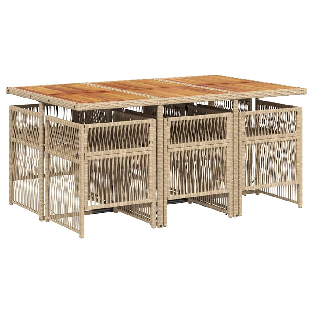 spisebordssæt til haven 7 dele med hynder polyrattan beige