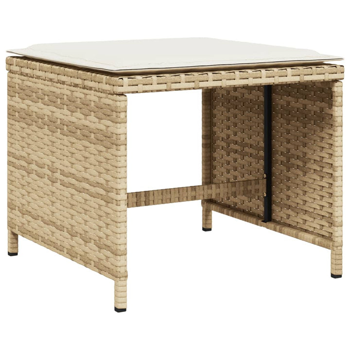 spisebordssæt til haven 9 dele med hynder polyrattan beige