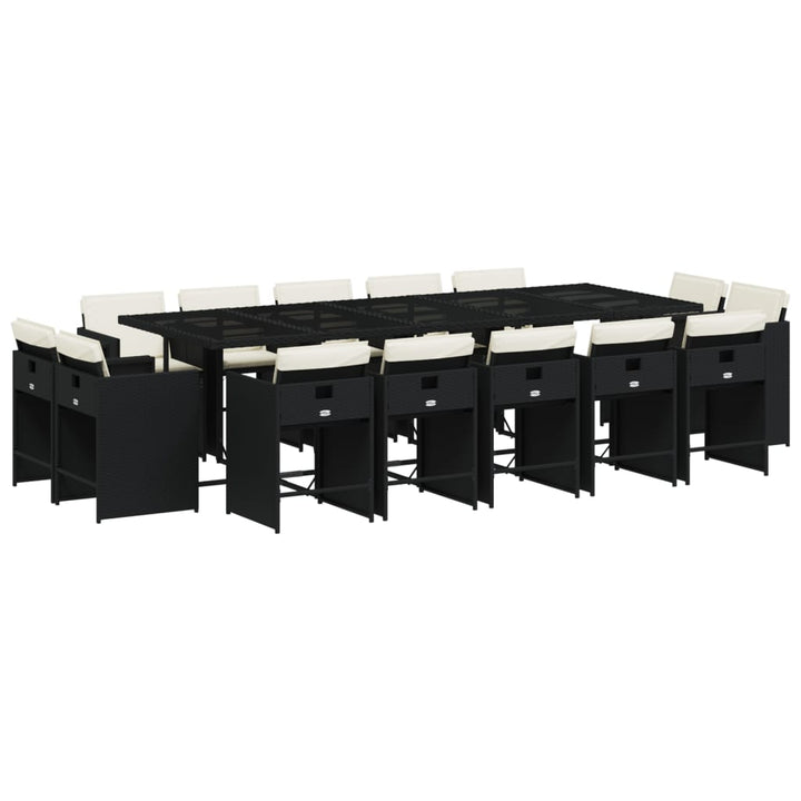 spisebordssæt til haven 15 dele med hynder polyrattan sort