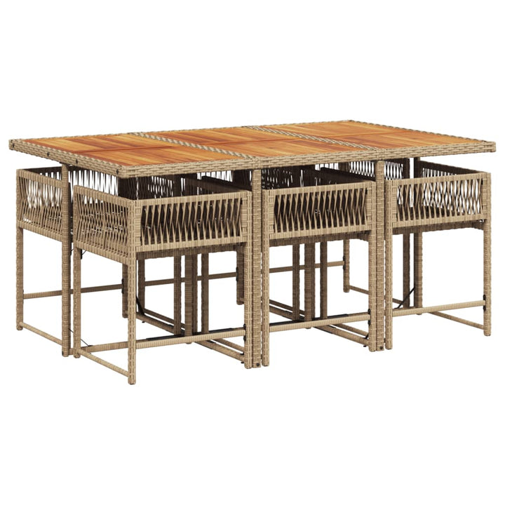 spisebordssæt til haven 7 dele med hynder polyrattan beige