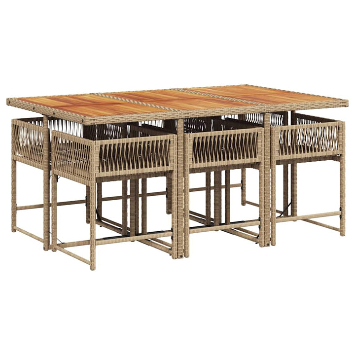 spisebordssæt til haven 7 dele med hynder polyrattan beige