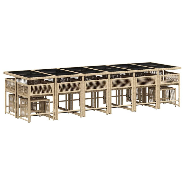 spisebordssæt til haven 17 dele med hynder polyrattan beige