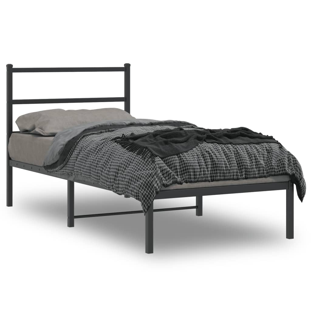 sengeramme med sengegavl 90x190 cm metal sort