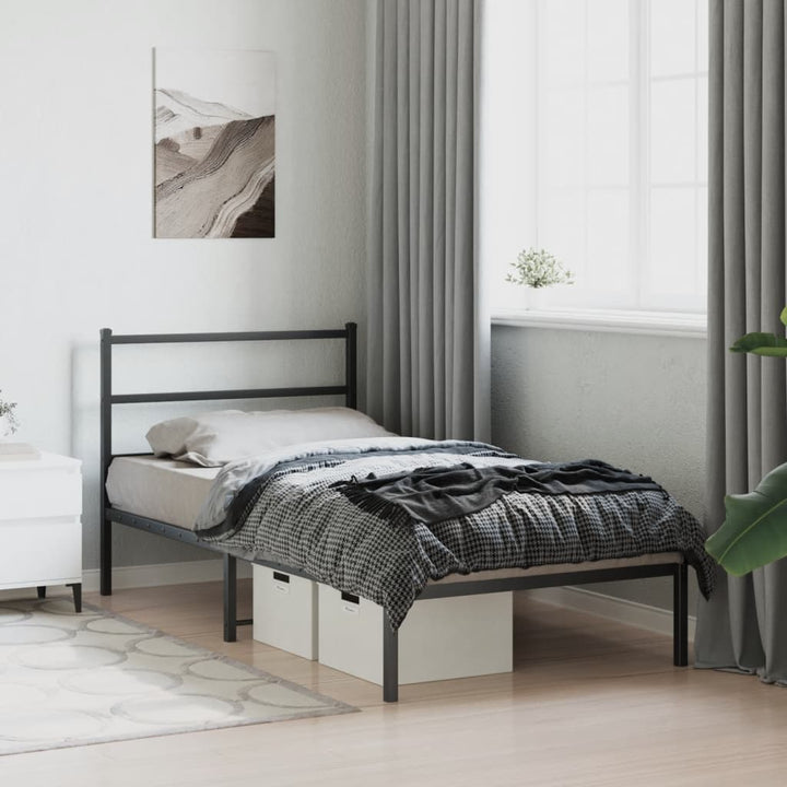 sengeramme med sengegavl 100x200 cm metal sort