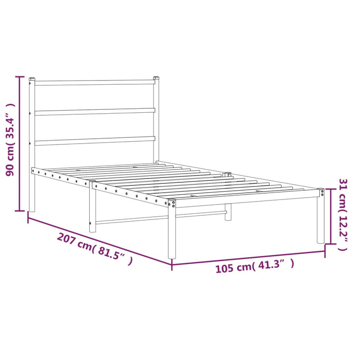 sengeramme med sengegavl 100x200 cm metal sort