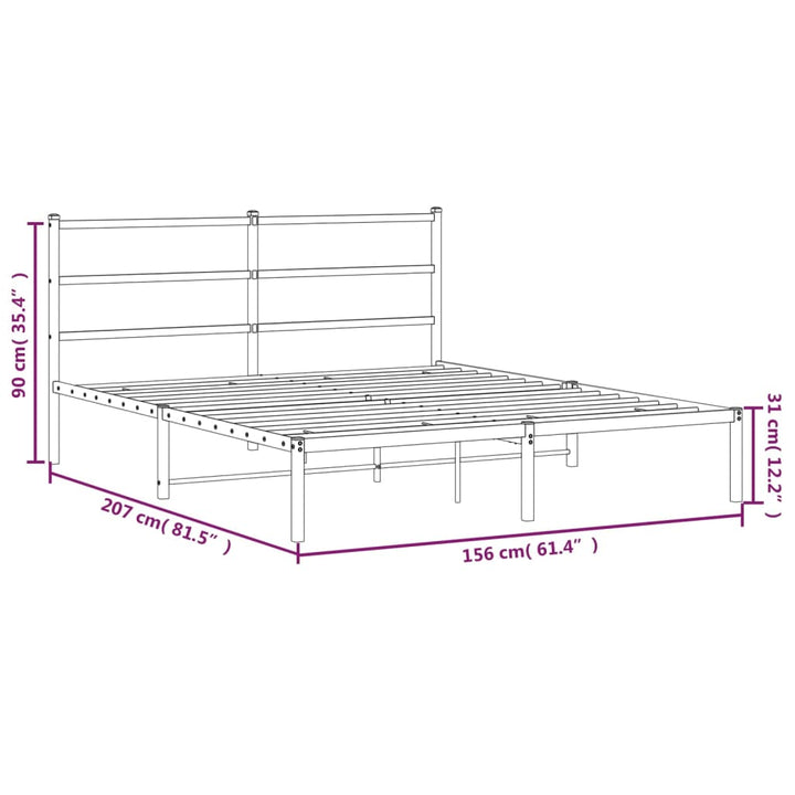 sengeramme med sengegavl 150x200 cm metal sort