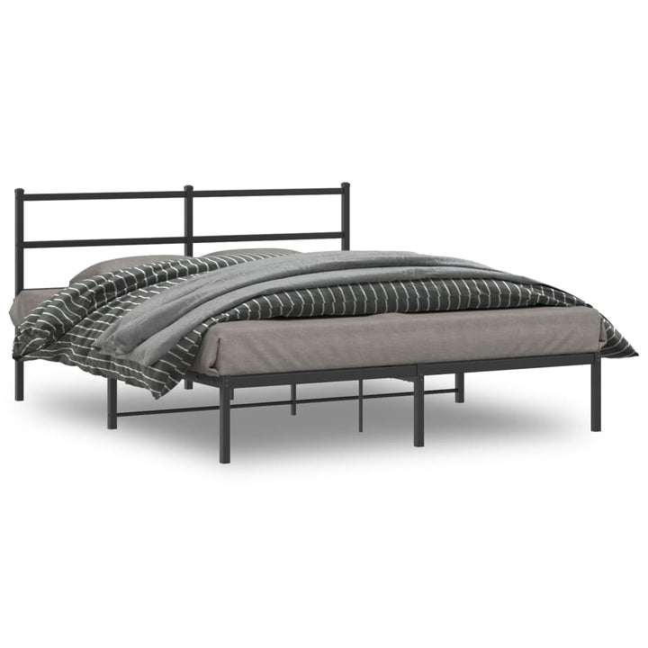 sengeramme med sengegavl 150x200 cm metal sort