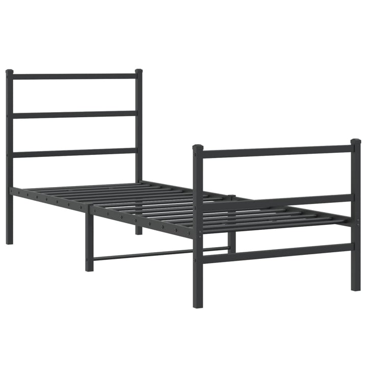 sengeramme med sengegavl og fodgærde 80x200 cm metal sort