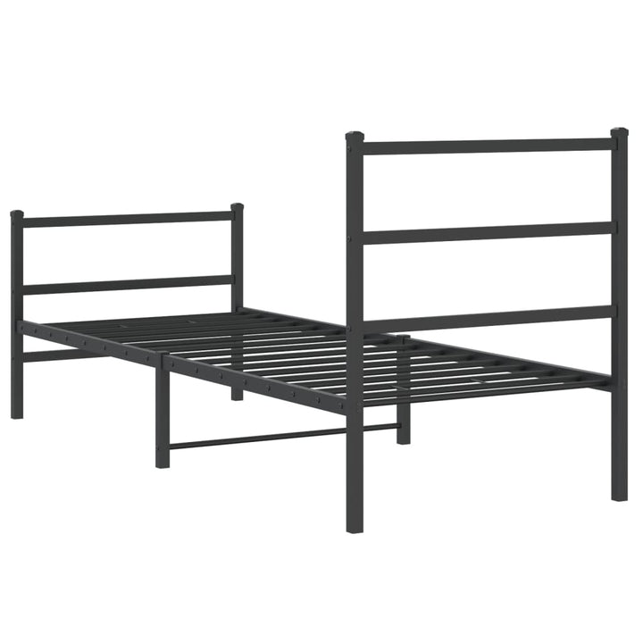 sengeramme med sengegavl og fodgærde 80x200 cm metal sort