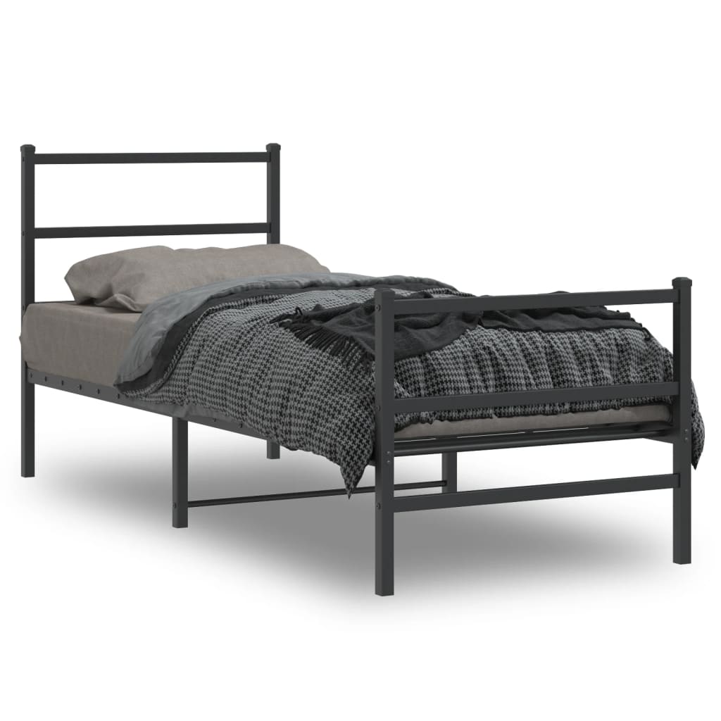 sengeramme med sengegavl og fodgærde 80x200 cm metal sort