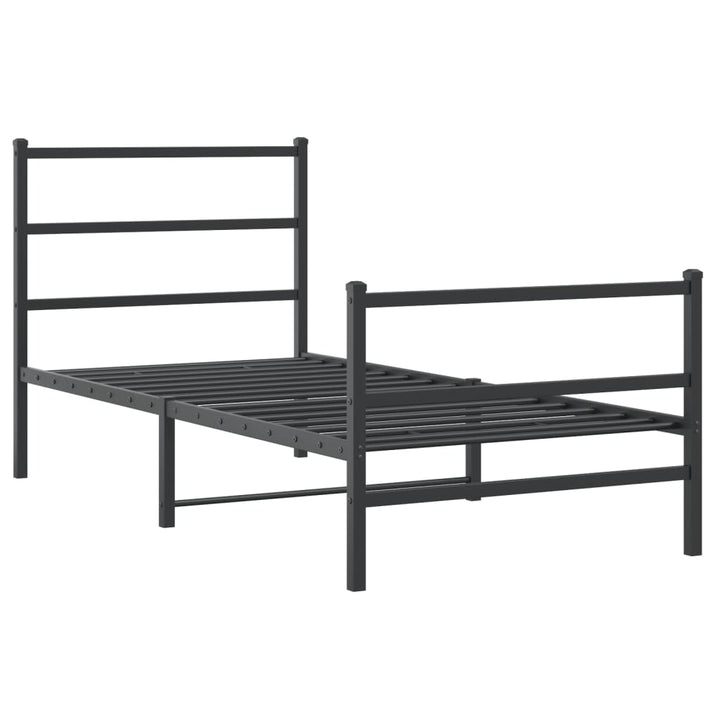 sengeramme med sengegavl og fodgærde 90x190 cm metal sort