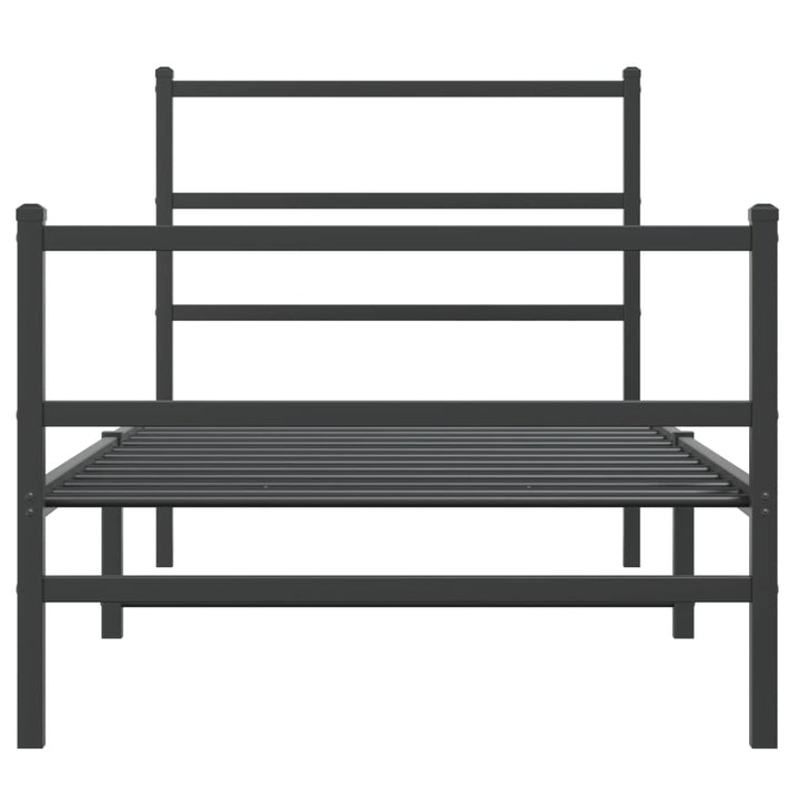 sengeramme med sengegavl og fodgærde 90x190 cm metal sort