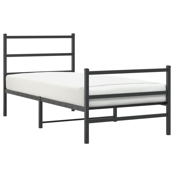 sengeramme med sengegavl og fodgærde 90x200 cm metal sort