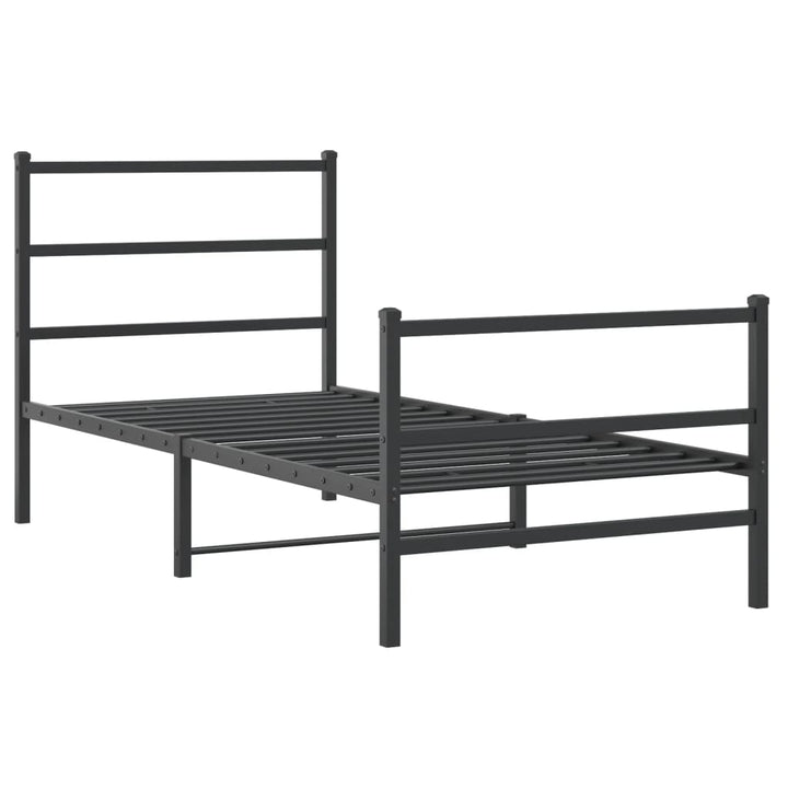 sengeramme med sengegavl og fodgærde 90x200 cm metal sort
