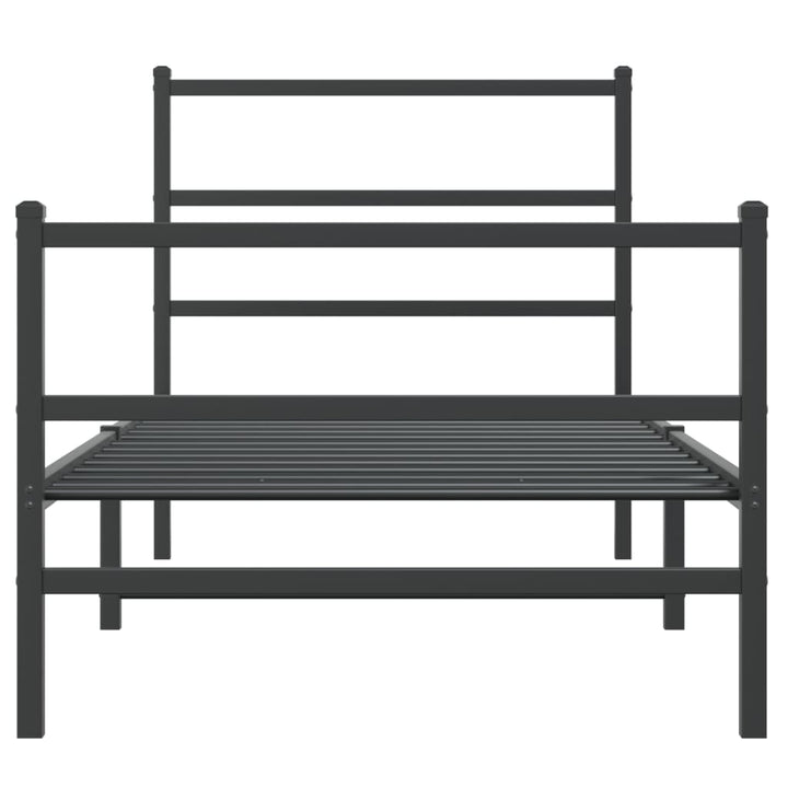 sengeramme med sengegavl og fodgærde 90x200 cm metal sort
