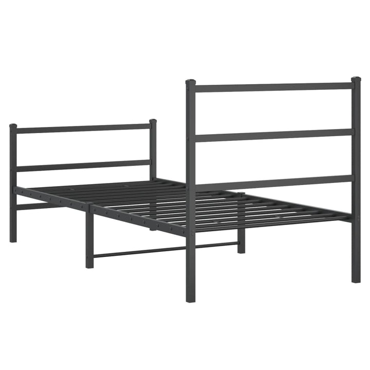 sengeramme med sengegavl og fodgærde 90x200 cm metal sort
